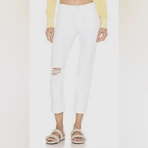 PAIGE Brigitte Distressed White Jeans Boyfriend